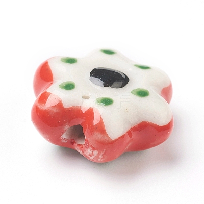 Handmade Porcelain Flower Beads PORC-J008-07-1
