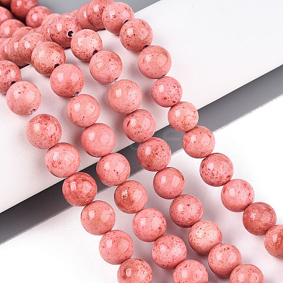 Dyed Synthetic Fossil Beads Strands G-T139-8mm-66D-1