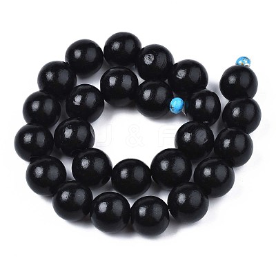 Spray Painted Natural Wood Beads Strands WOOD-S053-57A-1