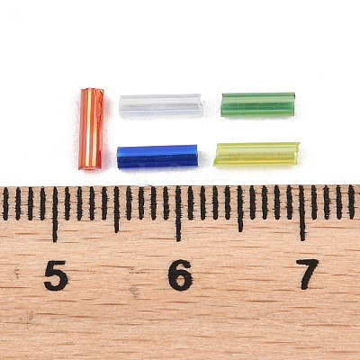 50g Transparent Colours Rainbow Glass Bugle Beads GLAA-FP0001-23-1
