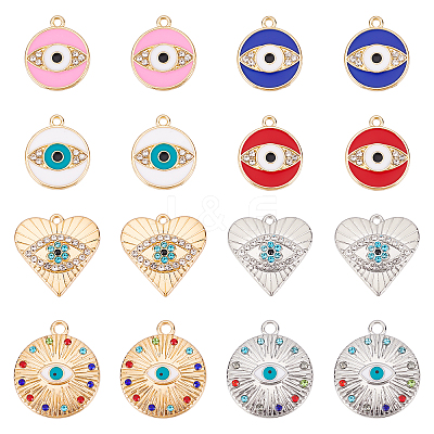32Pcs 8 Style Rack Plating Alloy Enamel Pendants FIND-FH0005-06-1