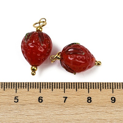 304 Stainless Steel with Handmade Lampwork Pendants STAS-Q352-02G-A-1