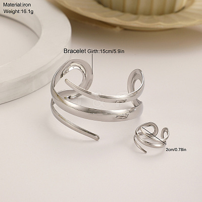 Alloy Spiral Cuff Bangles & Rings Sets FS-WG33B53-01-1