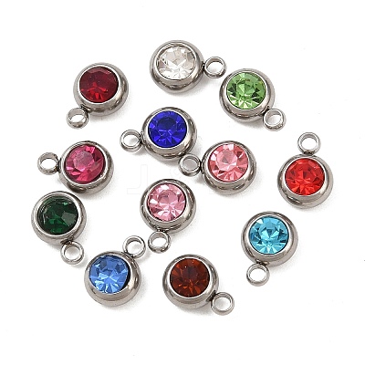 Birthstone 201 Stainless Steel Rhinestone Charms STAS-G368-01P-1
