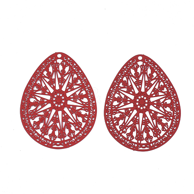 430 Stainless Steel Filigree Pendants STAS-S108-16C-1