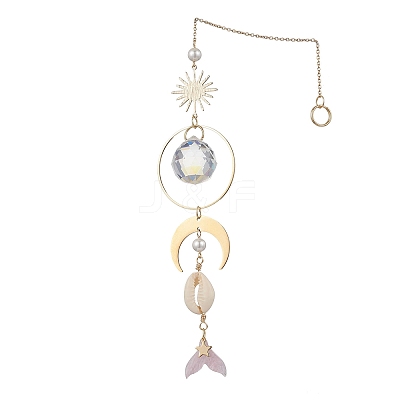 Fishtail Glass Hanging Ornaments HJEW-JM03173-1