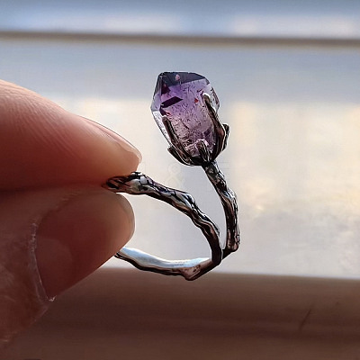 Alloy Glass Cuff Open Rings WG86608-01-1