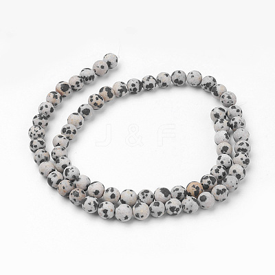 Natural Dalmatian Jasper Bead Strands G-G735-68F-6mm-1