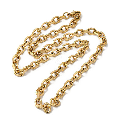 Ion Plating(IP) 304 Stainless Steel Cable Chain Necklaces NJEW-Z024-02G-1