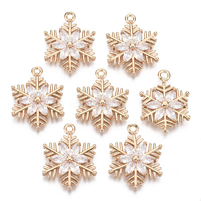 Christmas Brass Micro Pave Cubic Zirconia Links Connectors X-KK-R111-009-B01-1