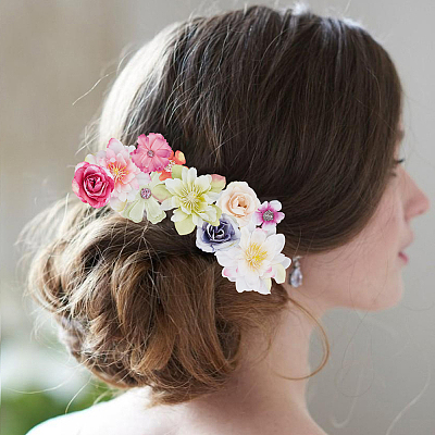 200Pcs 4 Styles Cloth Artificial FLower AJEW-SP0003-69-1