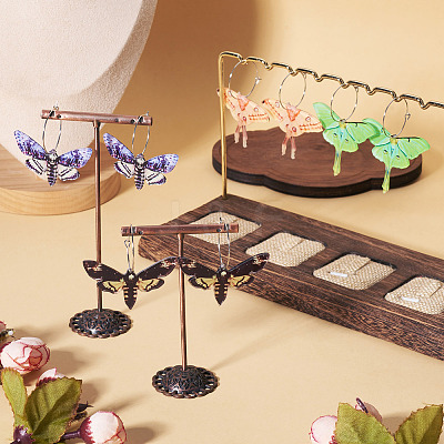 4 Pairs 4 Colors Butterfly Alloy & Acrylic Hoop Earrings EJEW-TA0001-88B-1