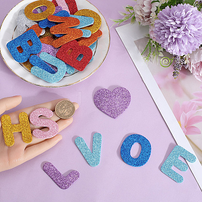 8 Sets 8 Colors Initial Letter EVA Plastic Self-Adhesive Foam Stickers DIY-SP0002-68-1