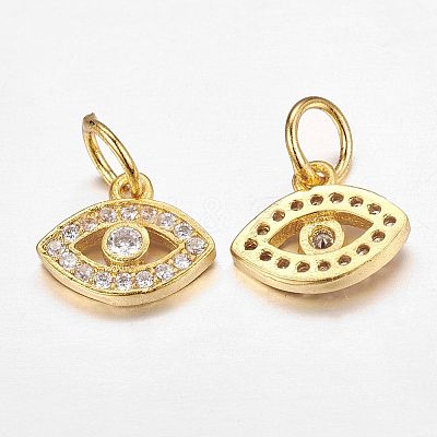 CZ Brass Micro Pave Cubic Zirconia Evil Eye Charms LS-ZIRC-L018-10G-1