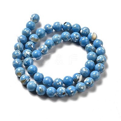 Synthetic Turquoise and Sea Shell Assembled Beads Strands G-D482-01E-04-1