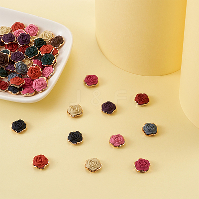 100Pcs 10 Colors Opaque Resin Flower Cabochons CRES-YS0001-06-1