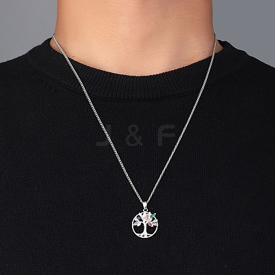 Brass Micro Pave Coloful Cubic Zirconia Pendant Necklaces NJEW-M211-03C-P-1