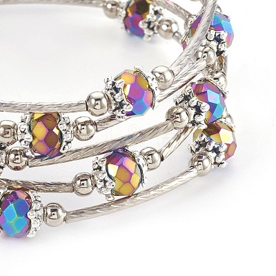 Electroplate Glass Wrap Bracelets BJEW-JB04018-03-1