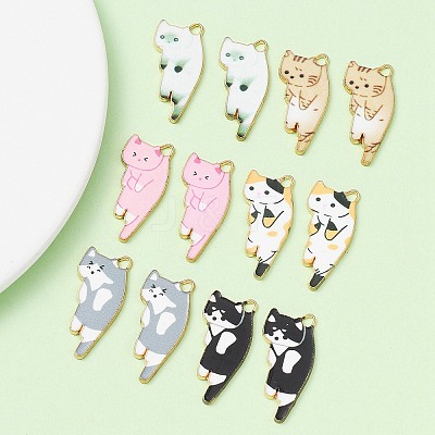 10Pcs 5 Style Printed Alloy Pendants ENAM-YW0003-61-1