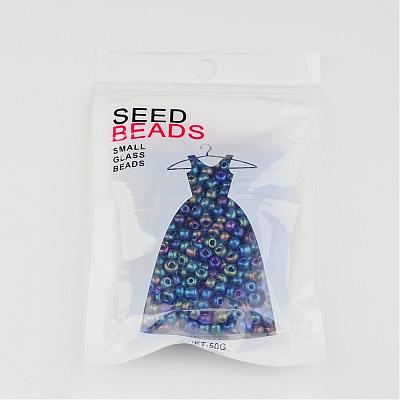 Transparent Rainbow Colours Round Glass Seed Beads X-SEED-A007-4mm-168-1
