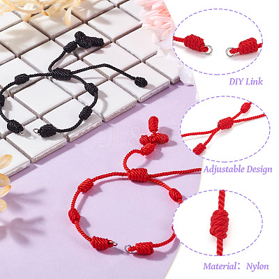 2Pcs 2 Colors Adjustable Braided Nylon Cords Bracelet Making AJEW-TA0001-51-1