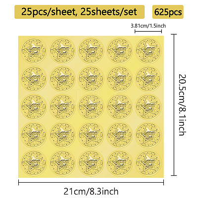 Gold Foil Paper Picture Stickers STIC-WH0030-001-1