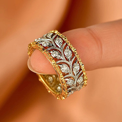 Brass Micro Pave Clear Cubic Zirconia Finger Rings FS-WG88BF1-04-1