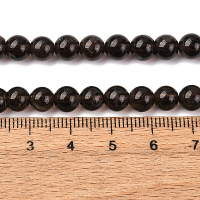 Natural Smoky Quartz Round Beads Strands X-G-E329-6mm-38-1