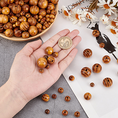 700Pcs 7 Styles Round Natural Wood Beads WOOD-OC0003-67-1
