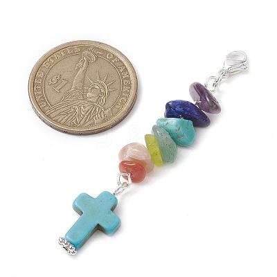 Synthetic Turquoise Pendant Decorations HJEW-TA00132-02-1