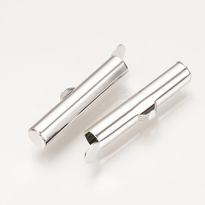Brass Slide On End Clasp Tubes X-KK-Q735-285P-1