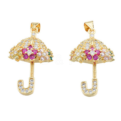 Brass Micro Pave Colorful Cubic Zirconia Pendants ZIRC-N039-255-1