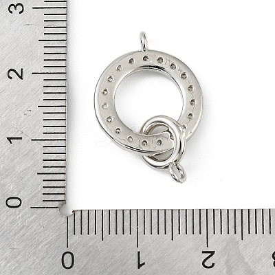 Brass Micro Pave Clear Cubic Zirconia Ring Connector Charms KK-H527-25P-1