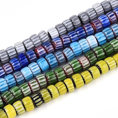 Handmade Millefiori Glass Chevron Beads Strands LAMP-T021-27A-M-1
