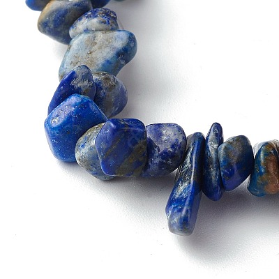 Natural Lapis Lazuli Chip Bead Stretch Bracelets for Children BJEW-JB06388-04-1