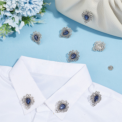 8Pcs Teardrop Zinc Alloy & Glass Lapel Pin Backs for Clothes JEWB-PH0001-90A-1