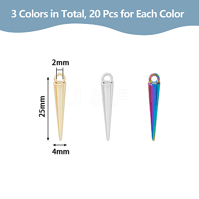 60Pcs 3 Colors Alloy Pendants PALLOY-DC0001-01-NR-1