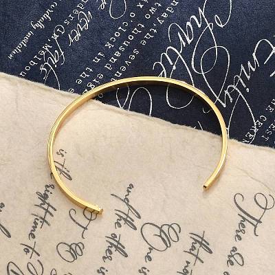 Ion Plating(IP) 304 Stainless Steel Cuff Bangles LS-BJEW-K173-02G-1