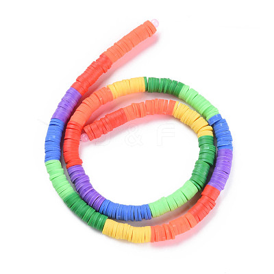 Fixed 7 Color Handmade Polymer Clay Bead Strands CLAY-S096-029K-1