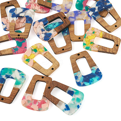 16Pcs 8 Colors Resin and Walnut Pendants FIND-TA0006-48-1