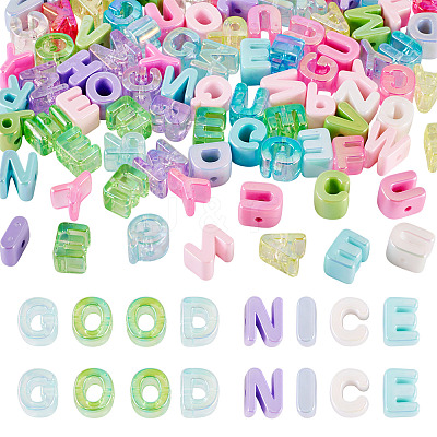 100Pcs 2 Styles UV Plating Rainbow Iridescent Acrylic Beads OACR-TA0004-59-1