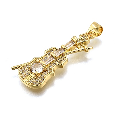 Rack Plating Brass Micro Pave Cubic Zirconia Pendants KK-K401-61A-G-1