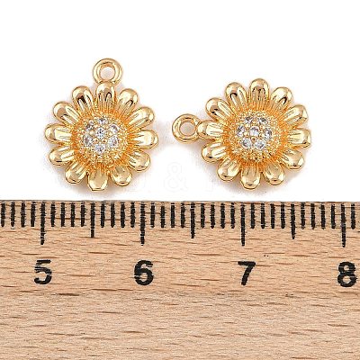 Brass Micro Pave Cubic Zirconia Charms KK-F910-20G-1