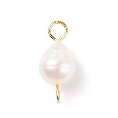Natural Cultured Freshwater Pearl Beads Connector Charms PALLOY-JF01551-02-1