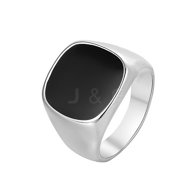 Square 304 Stainless Steel Enamel Finger Rings for Men FS-WG78CFC-03-1