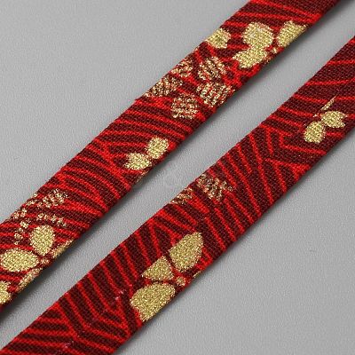 5M Japanese Printed Flower Cotton Ribbons OCOR-WH0089-25A-04-1