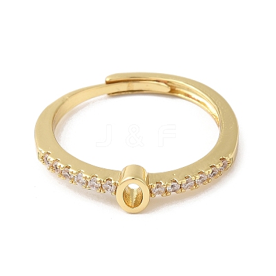 Rack Plating Brass Clear Cubic Zirconia Number 0 Adjustable Rings for Women RJEW-S407-09G-10-1