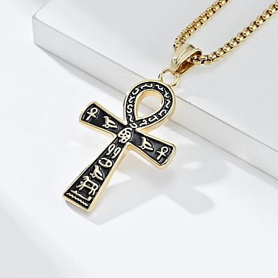 Egyptian Ankh Cross 304 Stainless Steel Pendant Necklaces FS-WGB3CB3-02-1
