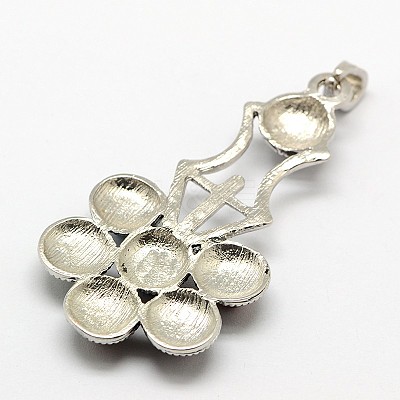 Vintage Chakra Jewelry Alloy Bezel Gemstone Big Pendants G-M039-04-1