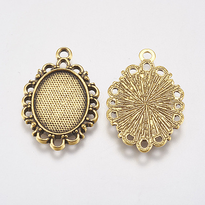 Tibetan Style Pendant Cabochon Settings LS-TIBE-A19753-AG-LF-1